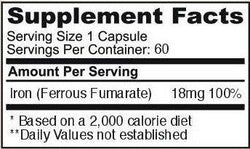 Iron Caps 18 mg 60 Veggie Capsules