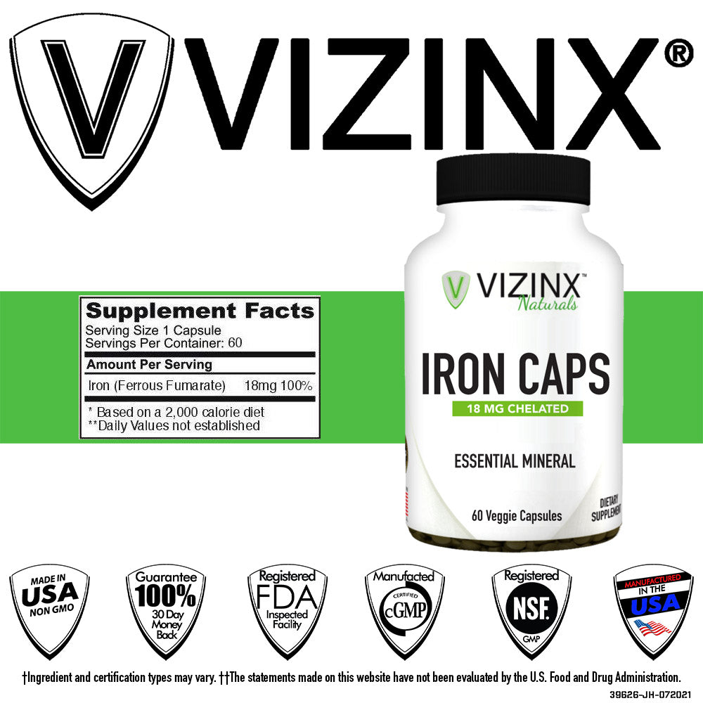 Iron Caps 18 mg 60 Veggie Capsules