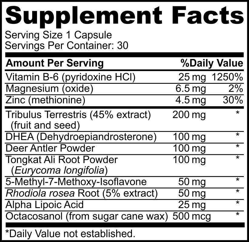T4HIM - Male Testosterone Booster with 100 MG DHEA, Tribulus, Tongkat Ali and Complete Prostate Complex, 30 Capsules