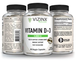 Vitamin D3 5000 iu - 90 Veggie Caps - VIZINX